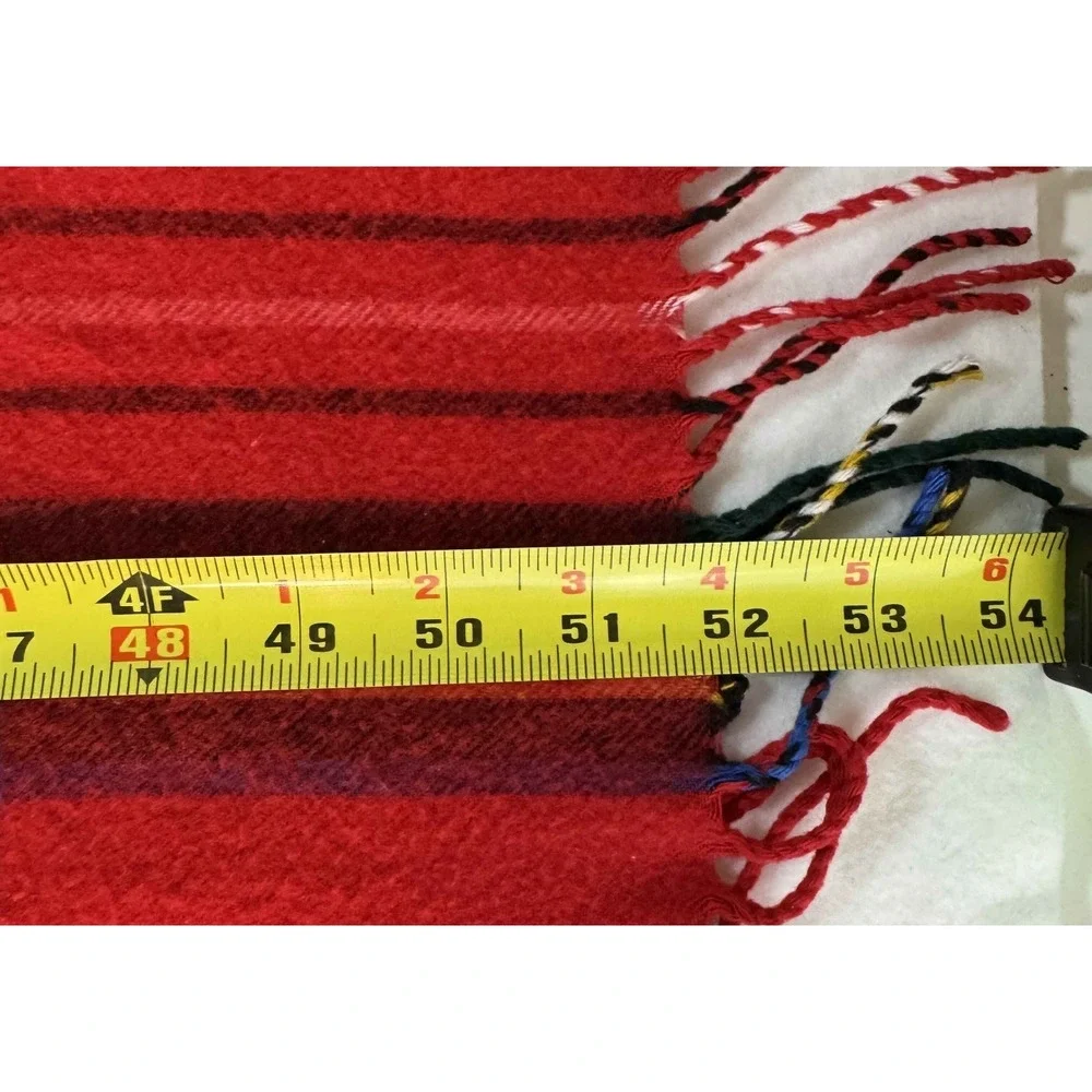 V Fraas Cashmink Scarf Red Tartan Plaid Made in West Germany Fringe Soft Vintage
